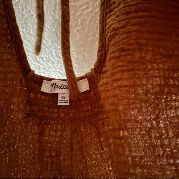 Madewell Women's Size XS Brown Peplum Open Back Top - Picture 4 of 6